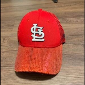 Sequin cardinals snapback hat